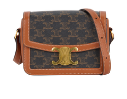 Teen Triomphe Bag, Canvas/Leather, Brown, S/DB, FGM2250, 2*